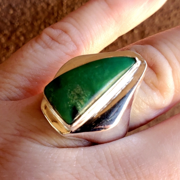 New Men's Chrysoprase 925 Silver Ring. - Picture 6 of 14
